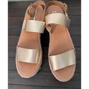 Steve Madden Gold Espadrille Wedge Platform Sandals Size 10 M